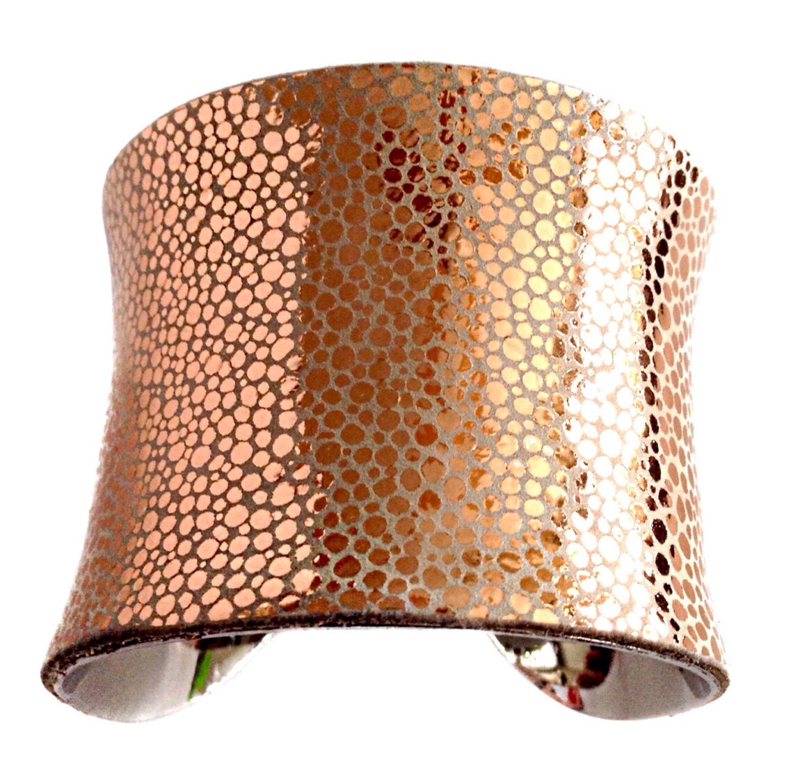 Rose Gold Metallic Leather Cuff Bracelet by UNEARTHED Etsy
