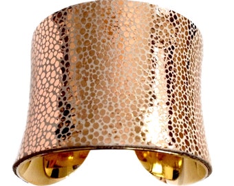 Rose Gold Metallic Leather Cuff Bracelet  - by UNEARTHED