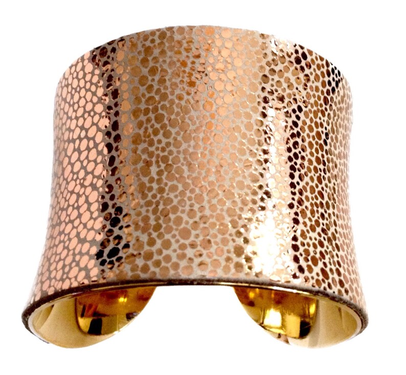 Rose Gold Metallic Leather Cuff Bracelet by UNEARTHED image 1