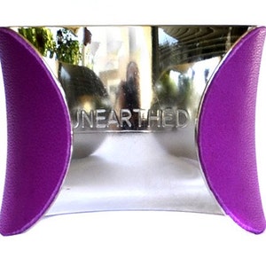 Dark Magenta Leather Cuff Bracelet by UNEARTHED image 2