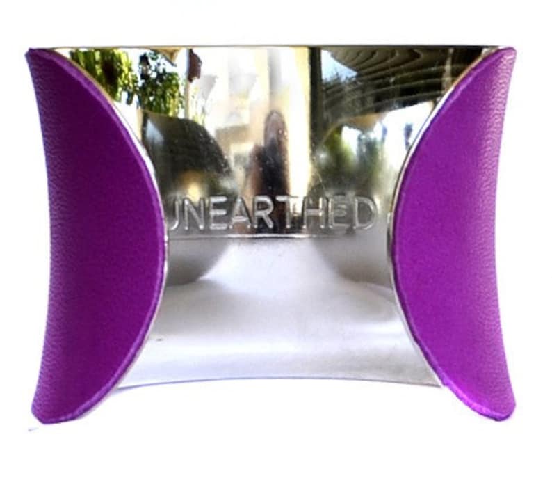 Dark Magenta Leather Cuff Bracelet by UNEARTHED image 2