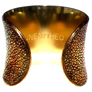 Metallic Gold Stingray Leather Cuff Bracelet Gold Lined by UNEARTHED image 2