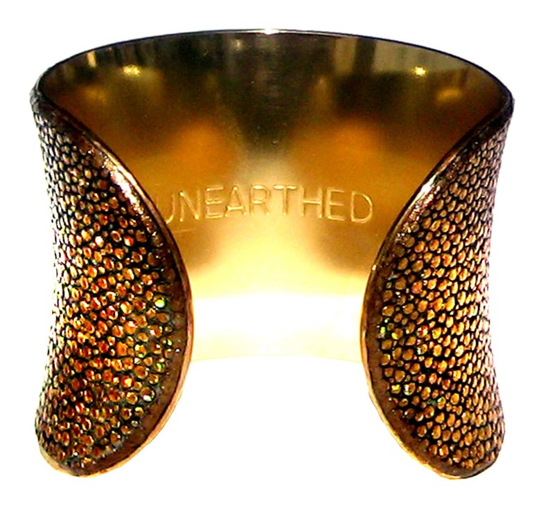 Metallic Gold Stingray Leather Cuff Bracelet Gold Lined by UNEARTHED image 2