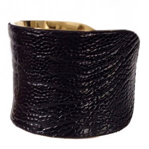 Black Ostrich Leather Cuff Bracelet, leather cuff, bangle bracelet, leather bracelet by UNEARTHED image 4