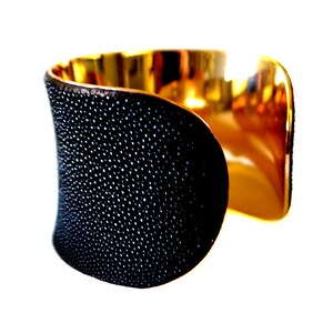 Black Stingray Gold Lined Cuff Bracelet by UNEARTHED image 4