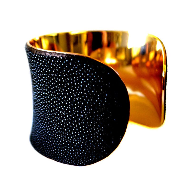 Black Stingray Gold Lined Cuff Bracelet by UNEARTHED image 4
