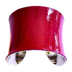 Magenta Patent Lambskin Leather Cuff Bracelet by UNEARTHED image 1