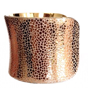 Rose Gold Metallic Leather Cuff Bracelet by UNEARTHED image 2