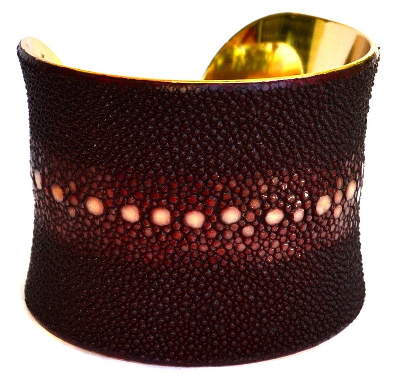 Stingray Gold Lined Cuff Bracelet in Burgundy Multiple Spine by UNEARTHED image 4