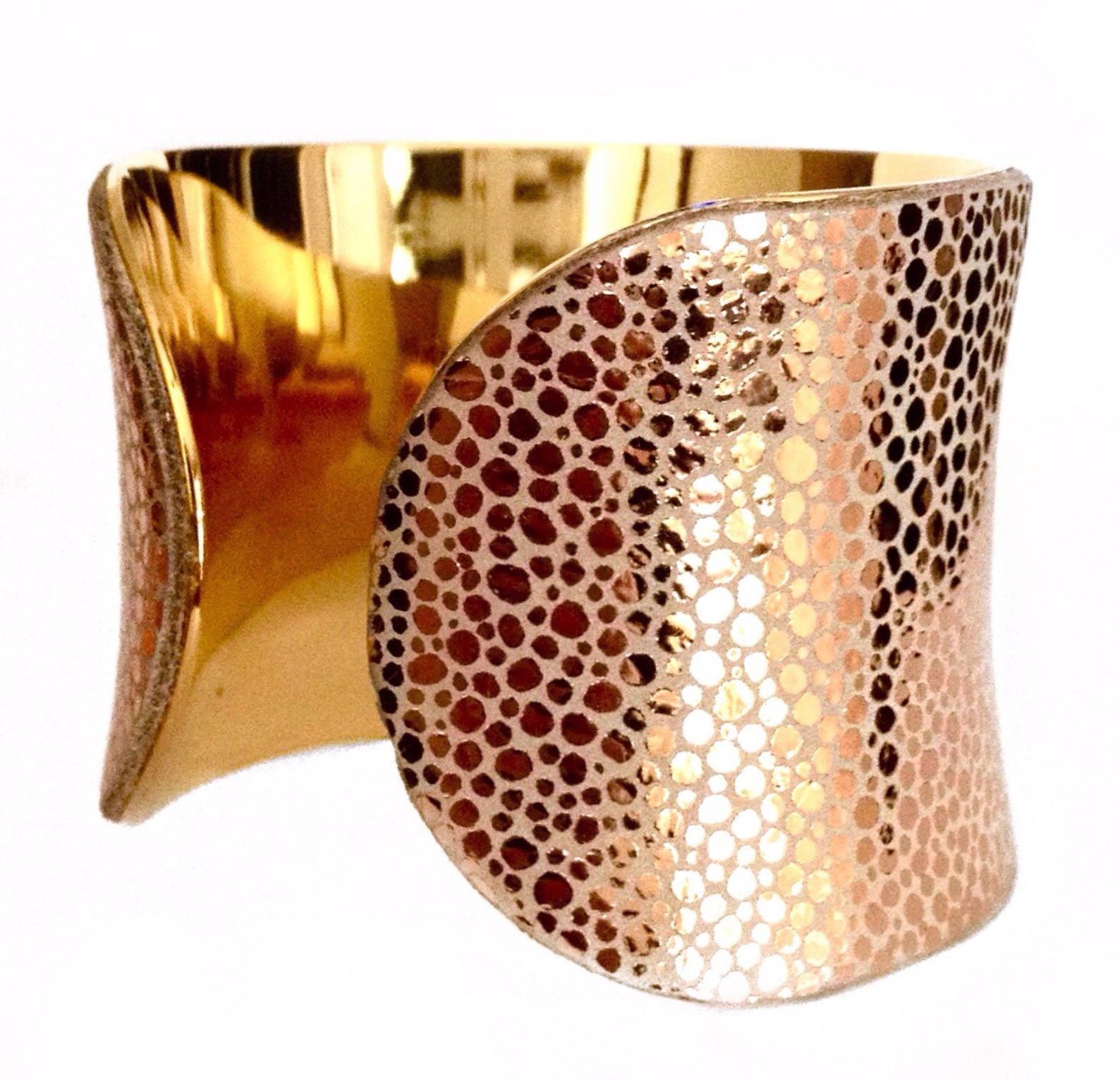 Rose Gold Metallic Leather Cuff Bracelet by UNEARTHED Etsy