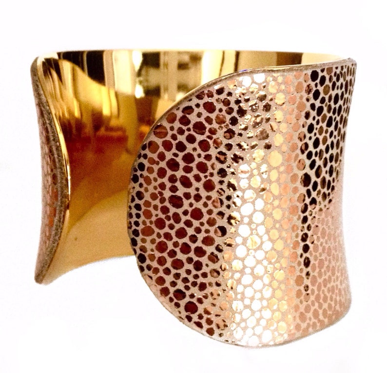 Rose Gold Metallic Leather Cuff Bracelet by UNEARTHED image 5