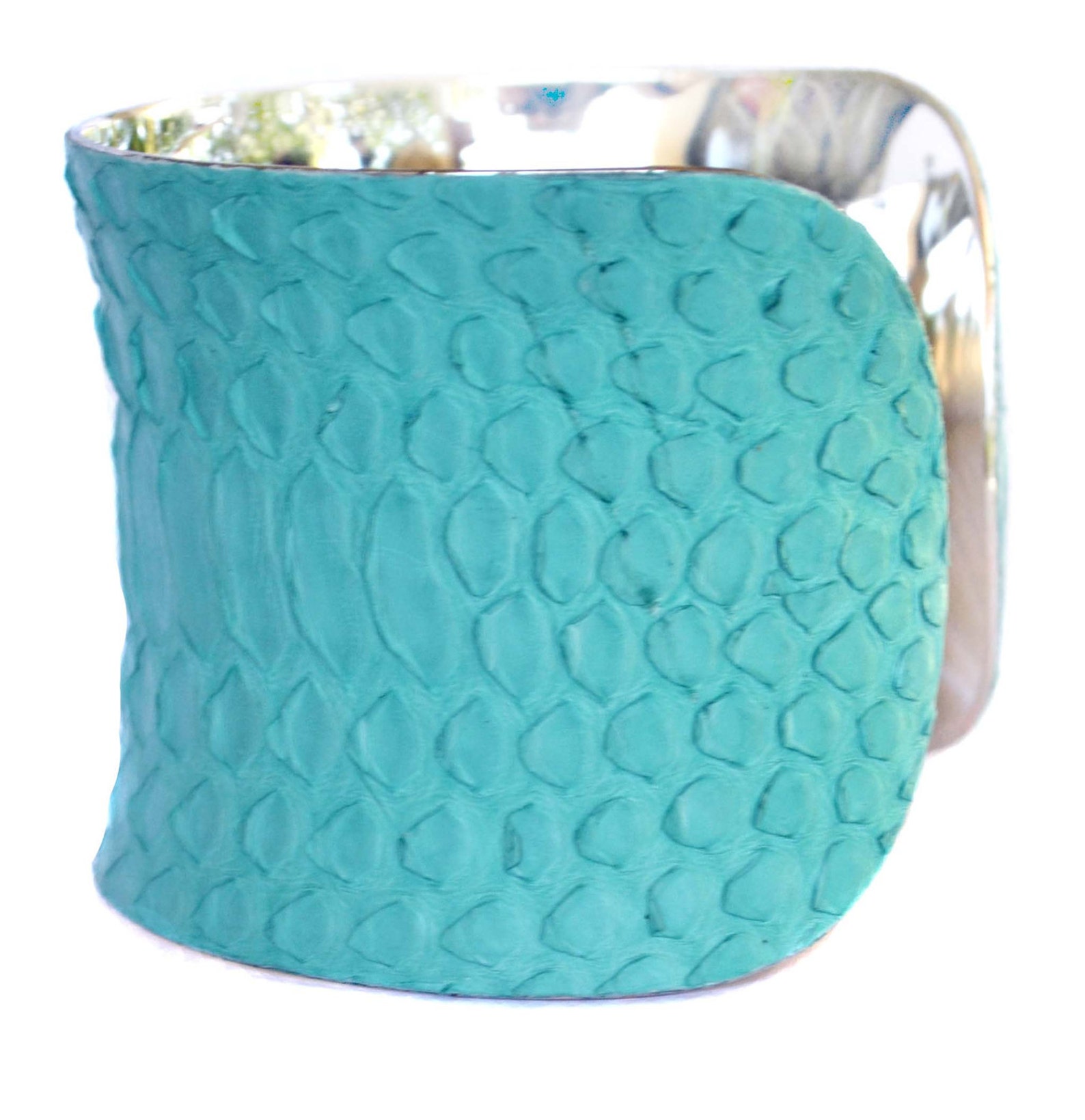 Snakeskin Cuff Bracelet in Aqua Matte Finish by UNEARTHED Etsy