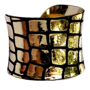 Metallic Gold Mirrorball Leather Gold Lined Cuff by UNEARTHED image 5