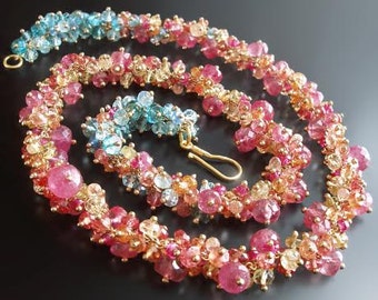 CUSTOM Made to Order - 18k Sapphire and Topaz Necklace