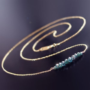 14k Petite & Minimalist Blue Diamond Necklace