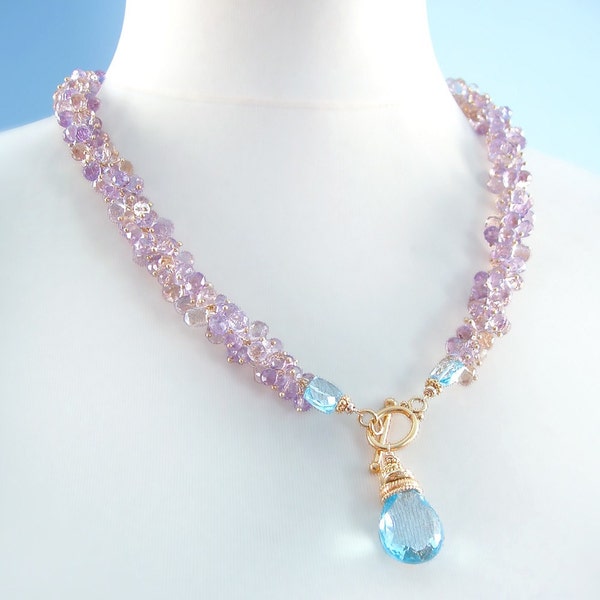 Custom Made to Order - Stunning Ametrine and Swiss Blue Topaz Necklace