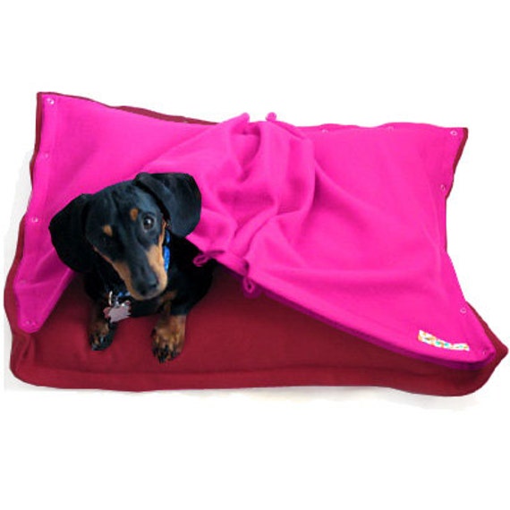 Items similar to Eco Pet Bed Recycled Poppy Red and Pink Fleece on Etsy