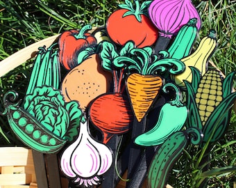 8” Vegetable and Fruit Garden Markers • Durable Custom Plant Stakes • Kitchens, Raised Beds, Greenhouse
