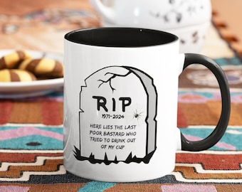 Taza de café con humor negro, taza de oficina sarcástica, cerámica de 325 ml (negro/rojo)