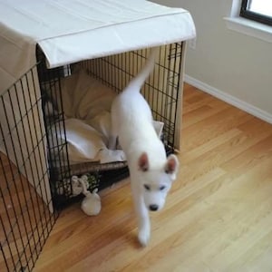 Canvas Dog Crate Cover in Cream or White