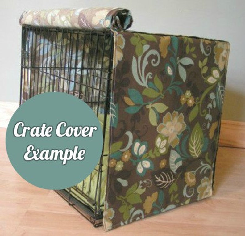 Dog Crate Cover 2 Colors Avila Floral Cotton Canvas Slub Etsy