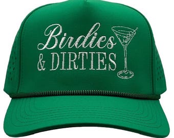 Birdies and Dirties Black Performance Golf Hat, Embroidered Hat, Trendy Trucker Hat, Golf Hat, Dirty Martini