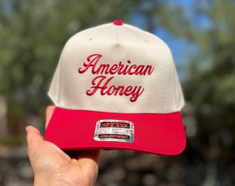 American Honey Baseball Cap: Embroidered USA, 4th of July Hat