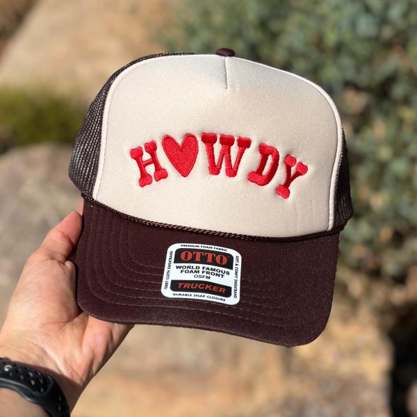 Howdy Heart Hat | Western Foam Trucker Hat | Cowgirl Hat | Country Concert Hat | Retro Embroidered Snapback