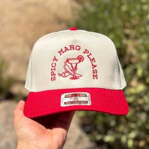 Spicy Marg Please Embroidered Trucker Hat: Drinking Vacation Cap
