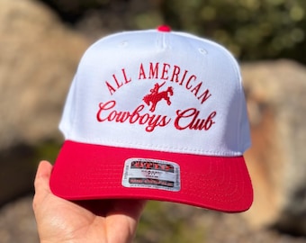 Embroidered Cowboys Club Snapback Hat: American Flag 4th of July