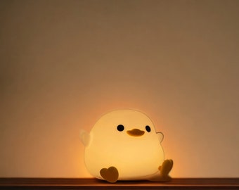 Cute Duck LED Night Light - Nightlight, Silicone Lamp with Touch Switch, Children's Kid Bedroom Decoration, Birthday Gift