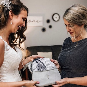Handwriting Clutch for Mother of the Bride | Clutch with Handwritten Note | Photo Purse | Mother of Bride Gift | Mother of the Groom Gift |