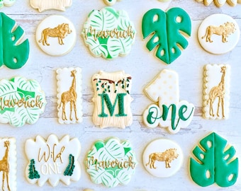 Wild One Baby Shower Cookies in the Jungle Safari