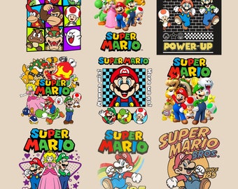 Paquete Super Mario PNG, Paquete Super Mario, PNG transparente de Super Mario, Mario y Luigi, Mario Bros. Película PNG, Sublimación 9 Diseños