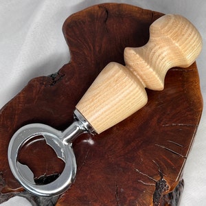 Hand Turned and Assembled Bottle Opener crafted from broken Ash Baseball Bat