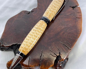 Hand Turned Cigar Style Corn Cob Ink Pen - Corn cob with Gunmetal and Black Hardware. (RK-007)