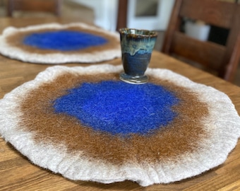 Wool Placemats - Modern Minimalist Table Coasters, Charger Mats - Eco-Friendly Handmade Wool Table Protectors - Customisable Hot Pads