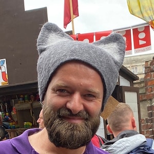 Cappello in feltro con orecchie, festival stravagante, grazioso cappello da sauna, lana fatta a mano, cosplay unisex di animali, regalo divertente per uomo, donna, amico, festa pelosa