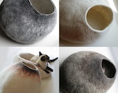 ASK for Custom felted Cat Bed OOAK Hand Felted Wool Cat Bed Vessel Furniture Cat Nap Cocoon Crisp Contemporary Design One of the Kind