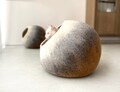 Felt Cat Bed, High Quality Felt Cat Cave, Dog Cocoon House, Pet Furniture - Hand Felt Wool, Felted Wool Bubble - Minimal Modern Design product logo