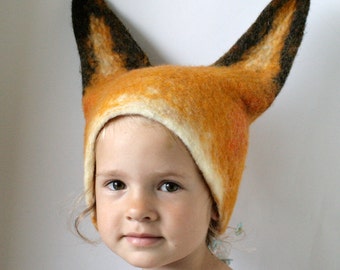 Woodland Red Fox Hat: Realistic Wool Felt with Ears, Fun Festival Hat, Handmade with Love, Perfect Friend or Boyfriend Gift, All Sizes