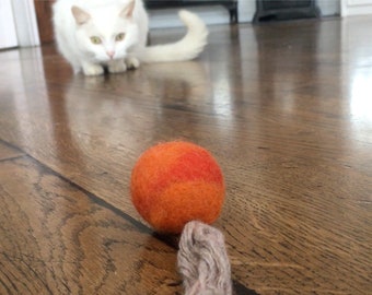 Cat Toy, Chase toy, Felt Ball, Wool Cat Toy, Ball Cat Toy, Felted Ball Cat, Orange Cat Toy, Modern Cat Toy, Cat Play