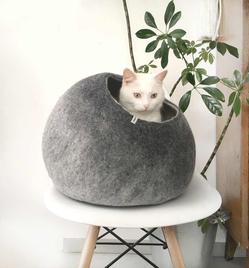 Modern Cat Bed Hideaway Nap Cocoon Vilt Pet Bed Huis - Etsy België
