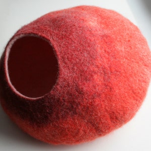 Wool Cat Cocoon Cave, High Quality Felt Kitty Sleep Bed, Pet House Nest, Hideaway, Furniture, Crisp Modern Minimalist Design / Red Bubble image 4