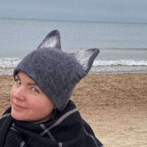 Cappello di feltro stravagante con orecchie – Cappello da sauna carino, lana fatta a mano, cosplay di animali unisex, regalo divertente per uomini, donne, amici