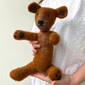 Handmade Teddy Bear Artist Toy, Felted Wool Soft Doll Sculpture, Collectible Eco-Friendly Plush Figurine Perfect Wedding and Birthday Gift image 1