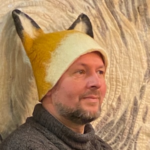 Handmade Pure Wool Fox Hat with Ears - Realistic Woodland Animal Design for Festivals, Cosplay, Sauna - Unique Valentine, Fun Boyfriend Gift