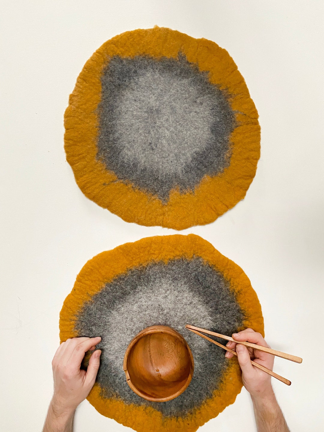 Table Mat, Plate Placemat, Hot Pot Holder, Natural Merino Wool Fibre