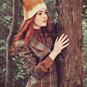 Handmade Whimsical Woodland Red Fox Hat Wool Felt with Fun Ears, For Festivals, Parties, Halloween, Sauna, Boyfriend, Girlfriend gift image 7