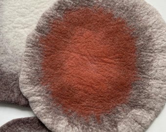 Wool Placemat Handmade Felt Round mat in | Felted Table Protector, Coaster, Hot Pad | Eco-Friendly natural fiber